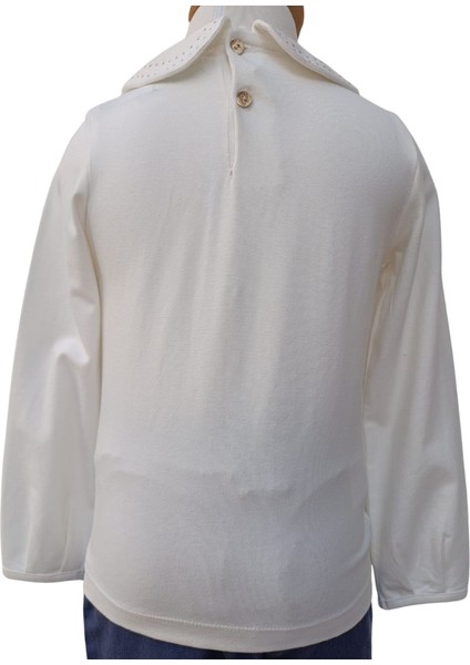 Kız Çocuk İşlemeli Bebe Yaka Bluz Krem Renkli fırsatları