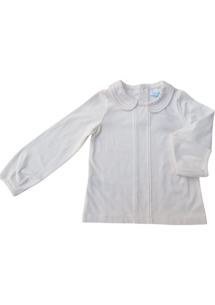 Kız Çocuk İşlemeli Bebe Yaka Bluz Krem Renkli indirimleri
