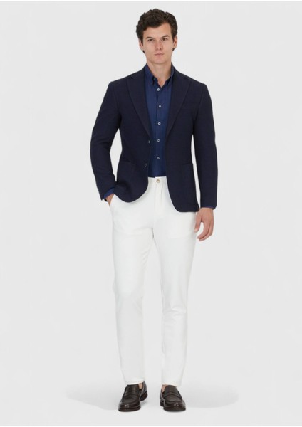 Lacivert Düz Shirt Shoulder Slim Fit Pamuk Karışımlı Örme Ceket fiyatları