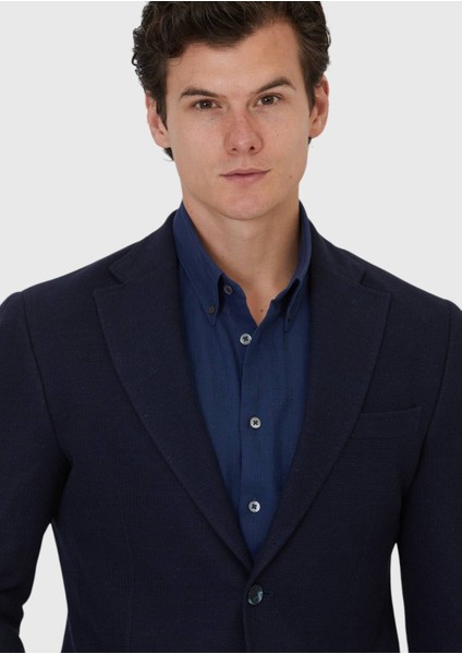 Lacivert Düz Shirt Shoulder Slim Fit Pamuk Karışımlı Örme Ceket fırsatları