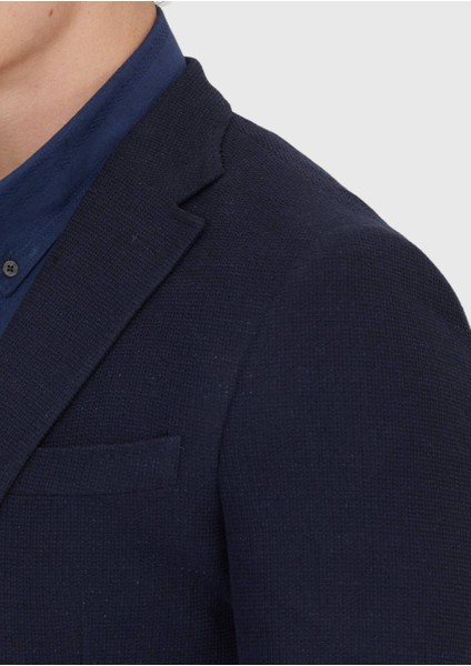 Lacivert Düz Shirt Shoulder Slim Fit Pamuk Karışımlı Örme Ceket indirimleri