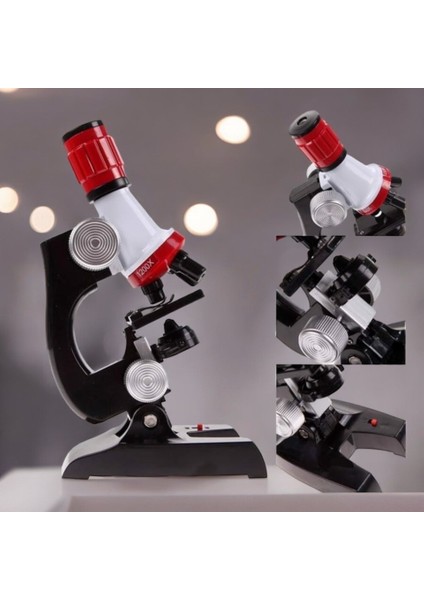 Myteknolojim Eğitici Microskop Kiti Zoom LED Işıklı 100 x 400 x 1200 x