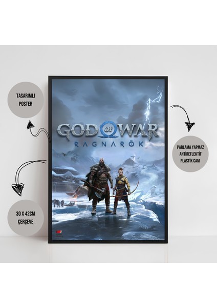 God Of War Ragnarok Game Çerçeveli Oyun Poster Tablo Savaş Tanrısı Kratos fiyatları