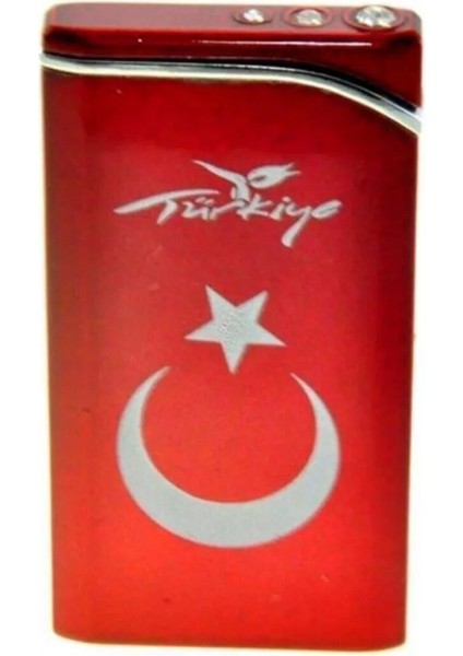 Hdmarketim Rezistanslı Rüzgarda Sönmez Metal Türk Bayraklı Çakmak Ultra Ince 5833