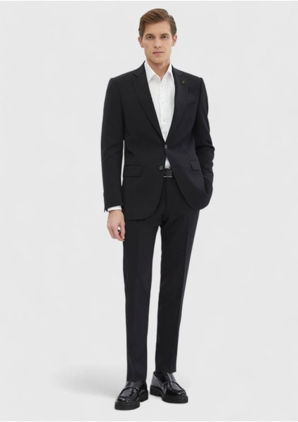 Siyah Düz Thin&taller Slim Fit %100 Yün Takım Elbise fiyatları