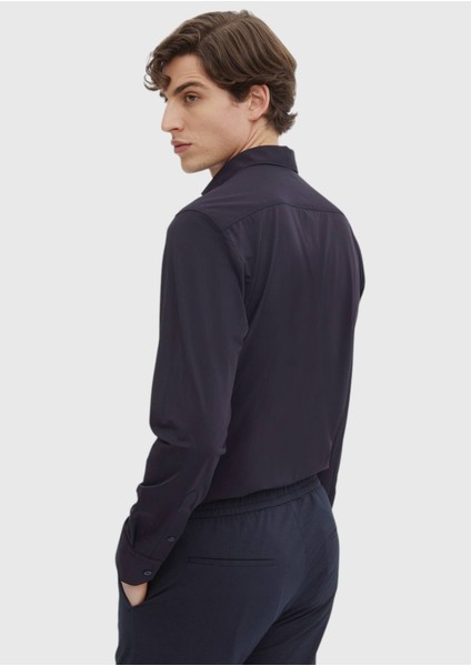 Lacivert Düz Regular Fit Dokuma Klasik Gömlek fırsatları