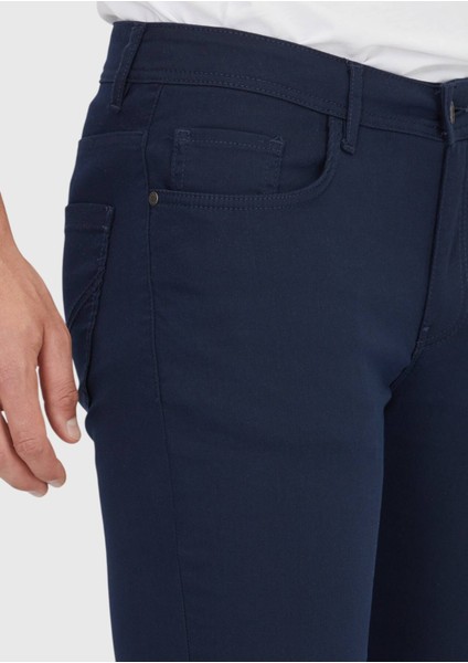 Lacivert Düz Dokuma Slim Fit Casual Pamuk Karışımlı Pantolon modelleri