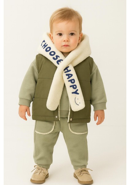 Bebek 3’lü Kışlık Eşofman Takımı – Polar Şallı, Şardonlu Yelekli, Sweatshirt ve Alt 10697Y fiyatları
