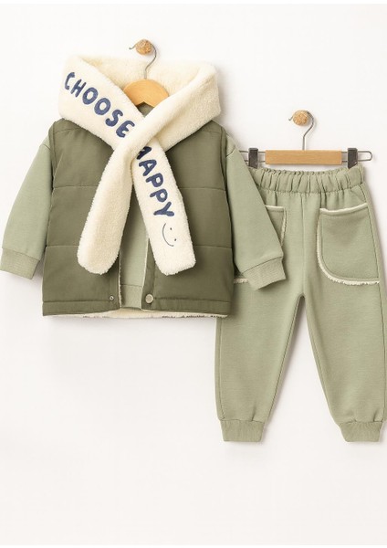 Bebek 3’lü Kışlık Eşofman Takımı – Polar Şallı, Şardonlu Yelekli, Sweatshirt ve Alt 10697Y indirimleri