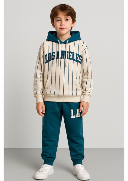 Erkek Çocuk 2 Iplik Baskılı Kapüşonlu Sweatshirt ve Eşofman Altı 2’li Takım 7489 modelleri