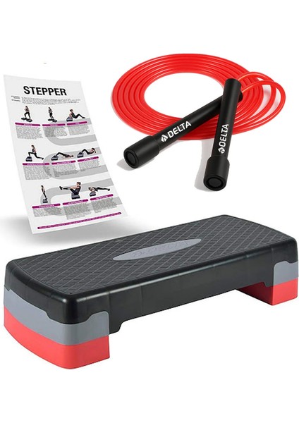 Step Tahtası 2 Kademeli ve Atlama Ipi | Aerobik Kardiyo Egzersiz, Evde Spor Fitness Aleti