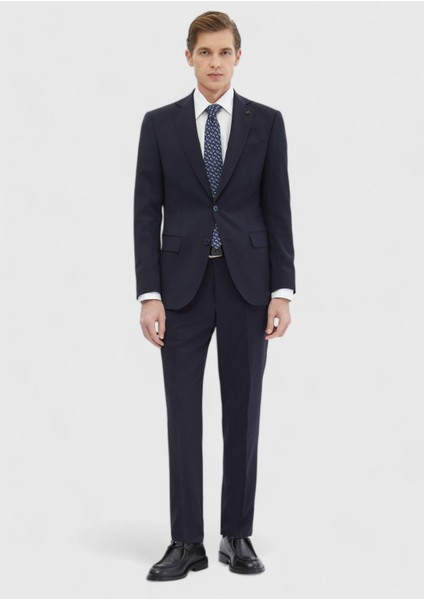 Lacivert Düz Modern Fit %100 Yün Takım Elbise fiyatları