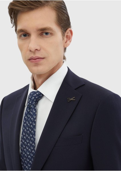 Lacivert Düz Modern Fit %100 Yün Takım Elbise modelleri