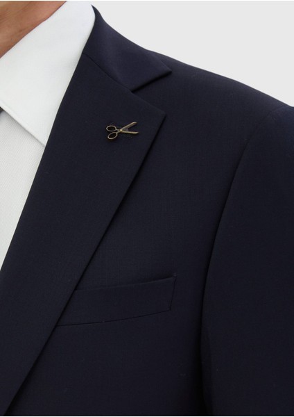 Lacivert Düz Modern Fit %100 Yün Takım Elbise fırsatları
