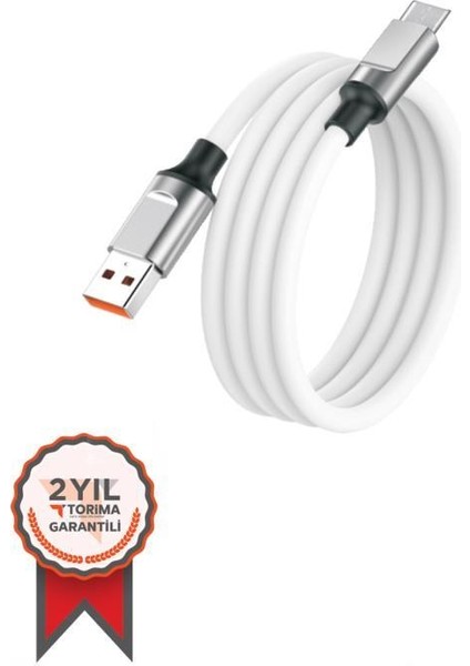 Beyaz 3.0A Micro Silikon Şarj-Data Kablosu