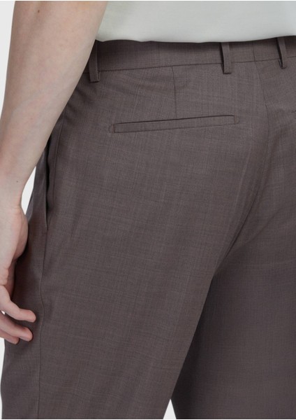 Açık Kahve Düz Kumaş Slim Fit Casual %100 Yün Pantolon fırsatları