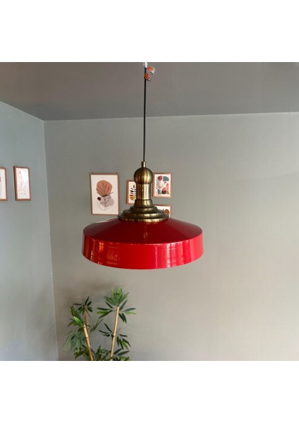 Açe Kırmızı Tekli Eskitme Uzun Tokmak Başlık Avize Retro Sarkıt Ofis Showroom Salon Mutfak Avizeleri modelleri
