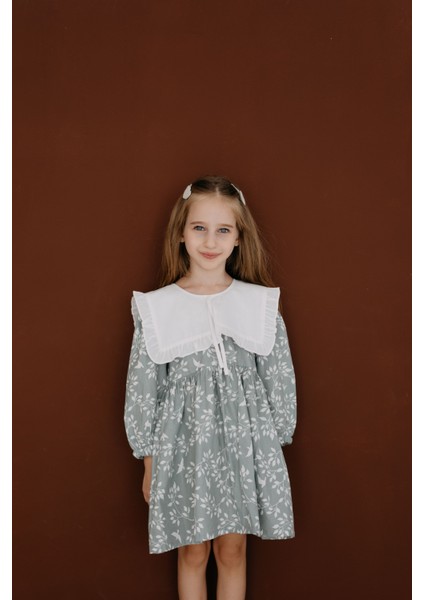 Eleanor Mint Beyaz Yaprak ve Kuş Desenli Uzun Kollu Elbise fırsatları