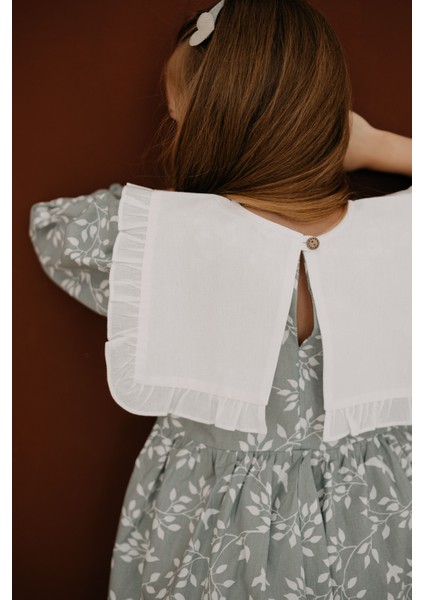 Eleanor Mint Beyaz Yaprak ve Kuş Desenli Uzun Kollu Elbise indirimleri