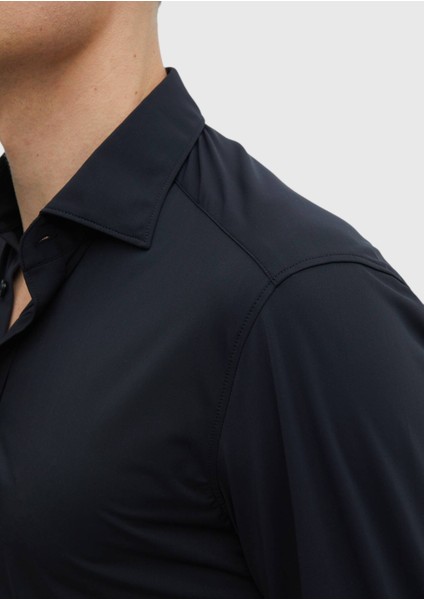 Siyah Düz Regular Fit Dokuma Klasik Gömlek fırsatları