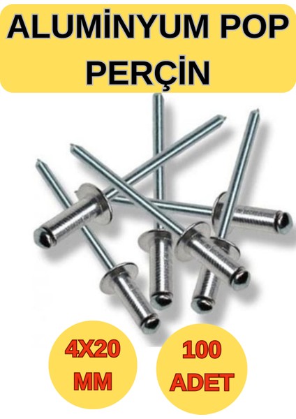 100 Adet Pop Perçin 4X20MM - Aluminyum