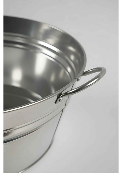 44 Litre Çok Amaçlı Metal Leğen - Dekoratif Buz Kovası, Saksılık ve Şömine Odunluk (50 cm Çap)