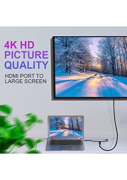 USB Type-C 8 In 1 Çoklayıcı Dönüştürücü – HDMI 4K + USB 3.0 X3 + Ethernet + Sd/tf Kart + Pd Şarj + Type-C Çoklu Hub fırsatları