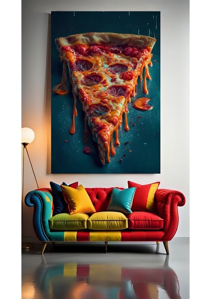 Pizza Dilimi V23 Ev Duvar Salon Güzellik Salonu Ofis Dükkan Dekarasyon Kanvas Tablo