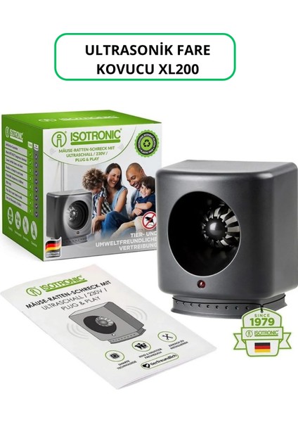 Ultrasonik XL200 Fare & Sıçan Kovucu – 50 M² Alan
