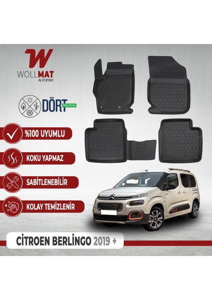 Citroen Berlingo Paspas 2019 Sonrası 3D Havuzlu Paspas Seti