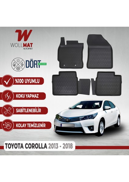 Toyota Corolla Paspas 2013 2018 Arası Uyumlu 3D Havuzlu Paspas Seti