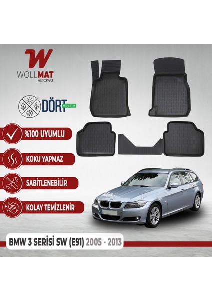 Bmw E91 Paspas 2005-2012 Uyumlu 3D Havuzlu Paspas Seti