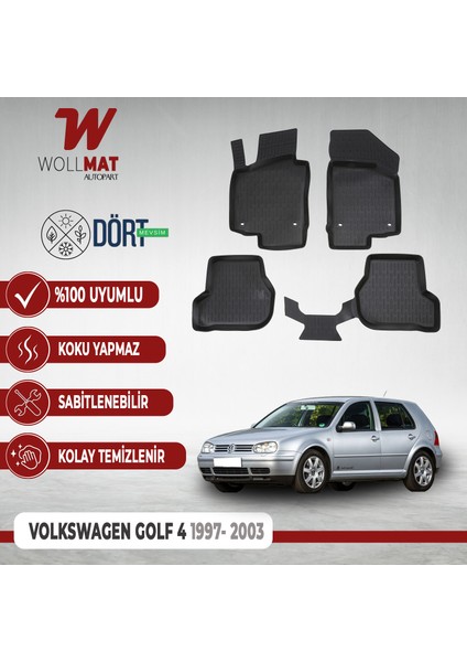 Volkswagen Golf 4 Paspas 1998 2004 Arası 3D Havuzlu Paspas Seti