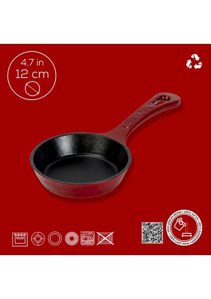 Döküm Yuvarlak Kızartma Tavası Yekpare Saplı. ÇAP(Ø)12CM.-BORDO fırsatları