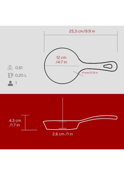 Döküm Yuvarlak Kızartma Tavası Yekpare Saplı. ÇAP(Ø)12CM.-BORDO indirimleri