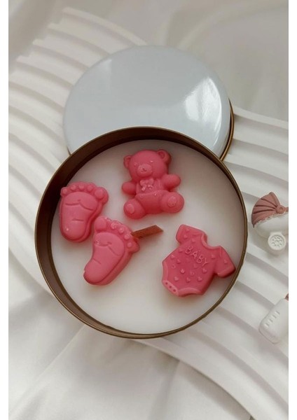 Doğal SOYAMAX Doğum Günü & Baby Shower Kokulu Kutu Mumları Pembe