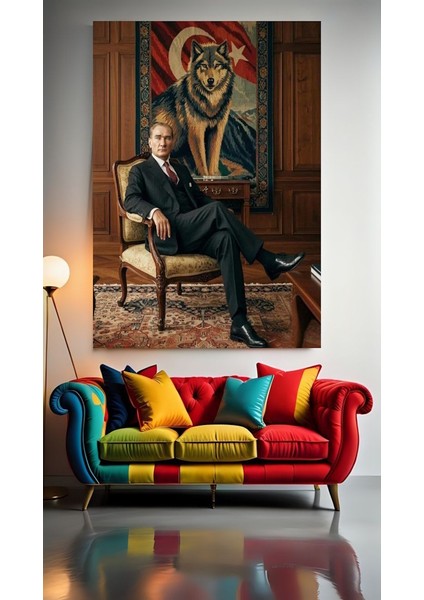 Atatürk Portresi V10 Ev Duvar Salon Güzellik Salonu Ofis Dükkan Dekarasyon Kanvas Tablo