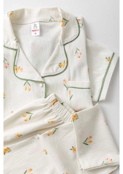 Uzun Kol Gömlek Yaka Kadın Pinterest Pijama Takımı - Mevsimlik Kadın Pijama- Büyük Beden modelleri