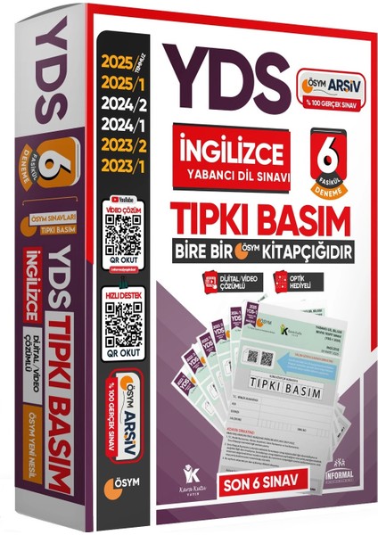 2025 YDS İngilizce ÖSYM Tıpkı Basım Çıkmış Soru 6lı Deneme Paketi Video/PDF Çözümlü Türkiye Geneli fiyatları