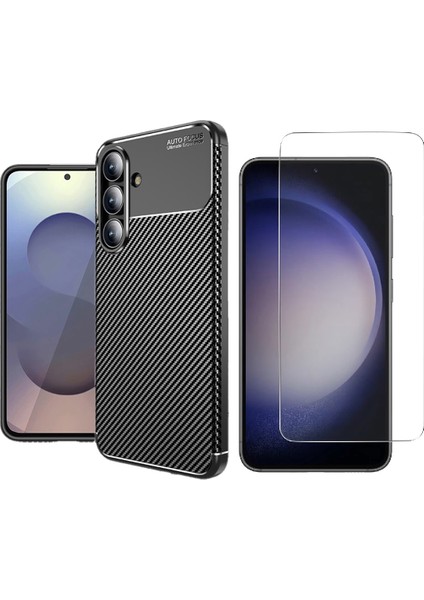Samsung Galaxy S25 Fe Kılıf Vendas Auto Focus Negro Silikon Kapak + Nano Ekran Koruyucu
