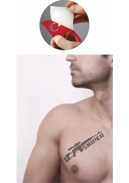 Sniper Silah Tattoo Geçici Dövme Şablonları Kına Kalıpları fiyatları