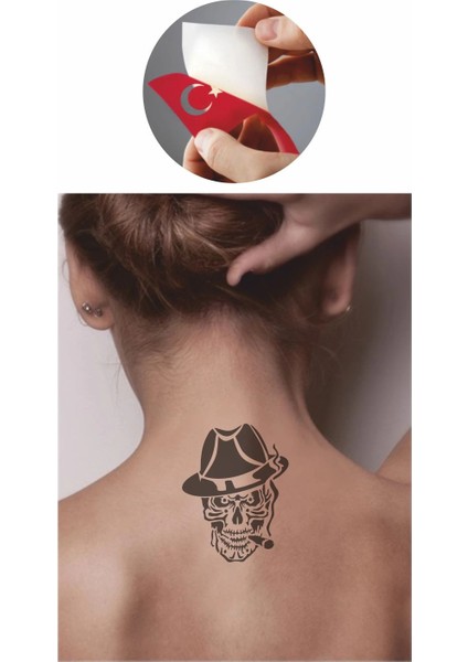 Dumanlı Kafa Iskelet Tattoo Geçici Dövme Şablonları Kına Kalıpları fiyatları