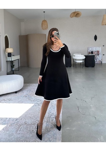 Eyesof Kadın Uzun Kollu Yuvarlak Yaka Midi Viskon Iki Iplik Elbise fırsatları