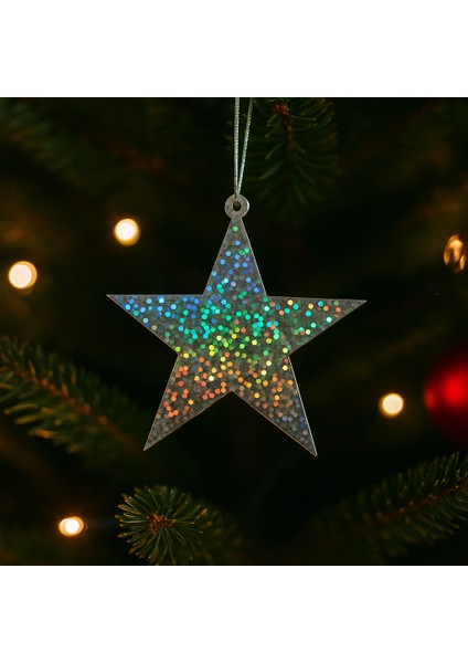 5’li Hologram Yılbaşı Ağacı Süsü Seti – Parlak Holografik (Ipli Asılabilir, 5 Farklı Model) modelleri