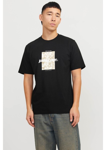 Jack & Jones Jcotarmac Camo Front Tee Siyah Erkek Kısa Kol T-Shirt