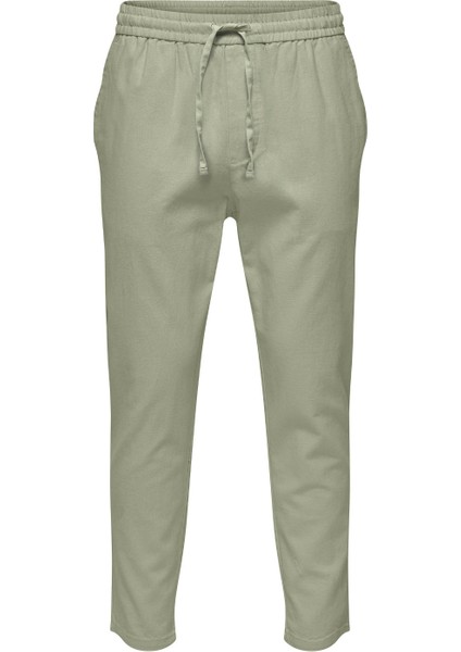 Dar Paça Gri - Yeşil Erkek Kargo Pantolon Onslınus Crop 0007 Cot Lın Pnt Noos