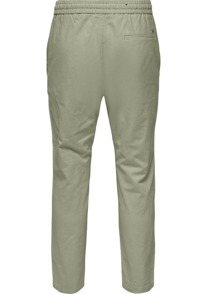 Dar Paça Gri - Yeşil Erkek Kargo Pantolon Onslınus Crop 0007 Cot Lın Pnt Noos