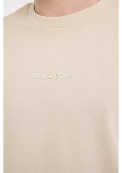 Onslevı Lıfe Reg Text Bej Erkek T-Shirt 22028147