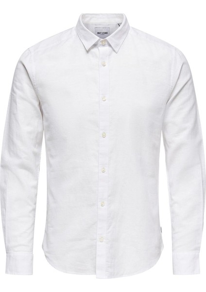 Beyaz Erkek Gömlek - 22012321 Onscaiden Ls Solid Linen S
