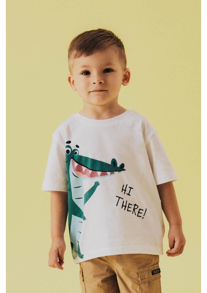 Nmmhelge Ss Nreg Top Pb Beyaz Erkek Çocuk Kısa Kol T-Shirt